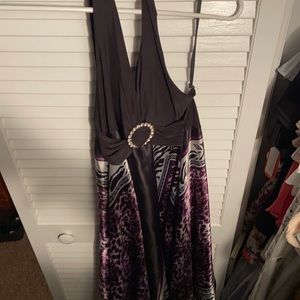 Black and purple cheetah/zebra halter back dress